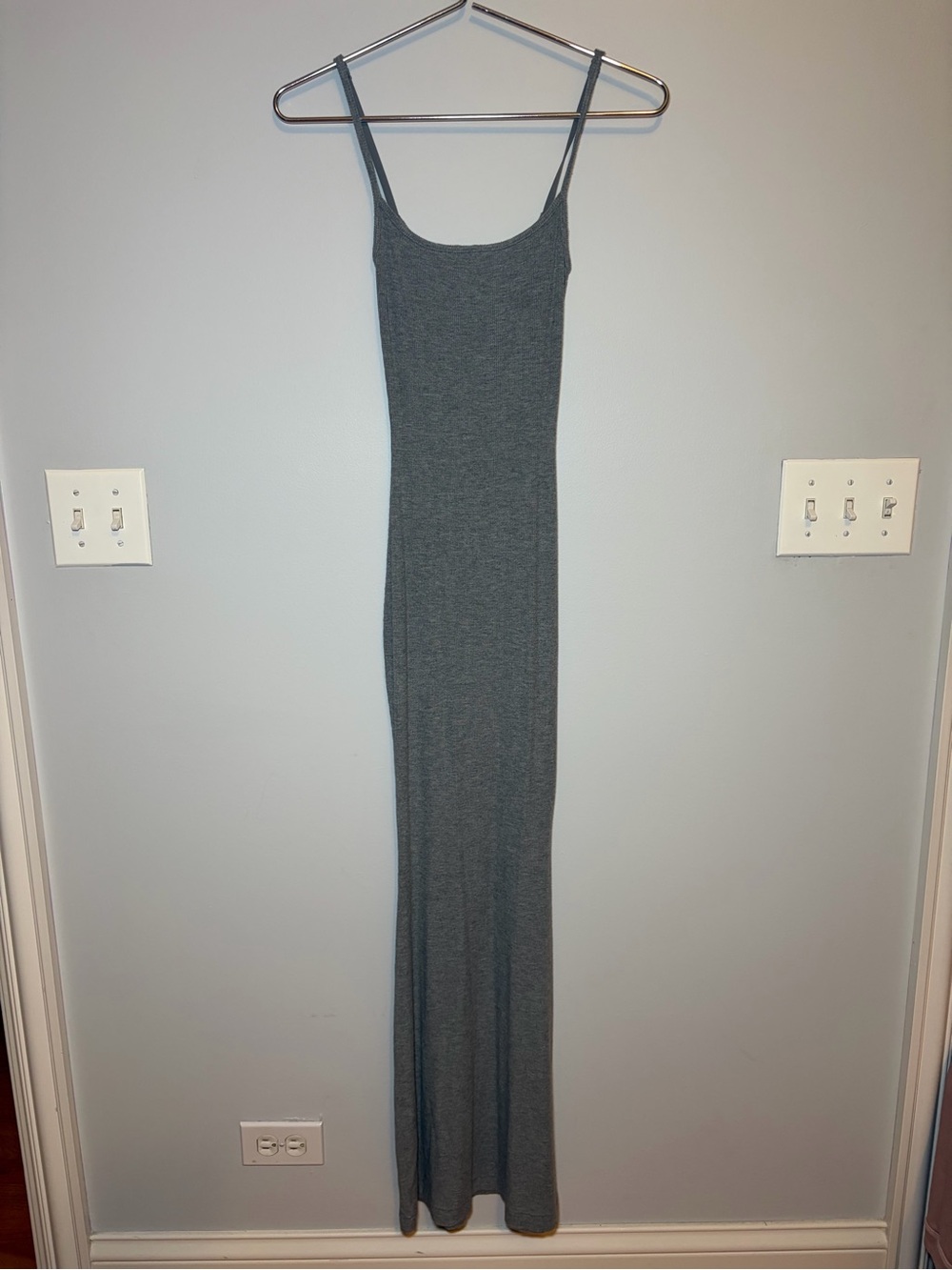 SKIMS Grey Ribbed Slim Maxi Dress - Sleeveless Tank - XXS